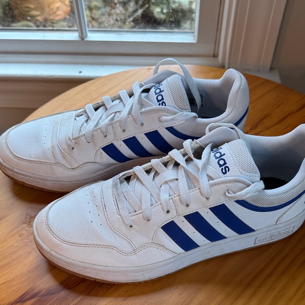 Adidas Men's White and Navy Sneakers